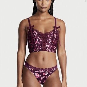 Victoria's Secret Burgundy Floral Corset Top